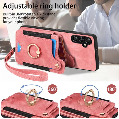 D4 For Samsung Galaxy A25 5G (Global) (161.0 x 76.5 x 8.3mm) Case PU Leather RFID Blocking Kickstand Phone Cover