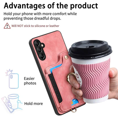D4 For Samsung Galaxy A25 5G (Global) (161.0 x 76.5 x 8.3mm) Case PU Leather RFID Blocking Kickstand Phone Cover