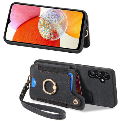 D4 For Samsung Galaxy A25 5G (Global) (161.0 x 76.5 x 8.3mm) Case PU Leather RFID Blocking Kickstand Phone Cover