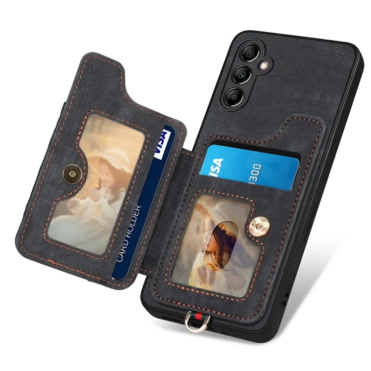 D4 For Samsung Galaxy A25 5G (Global) (161.0 x 76.5 x 8.3mm) Case PU Leather RFID Blocking Kickstand Phone Cover