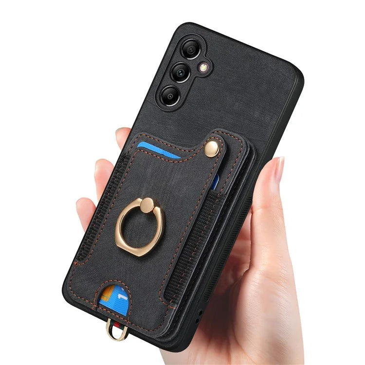 D4 For Samsung Galaxy A25 5G (Global) (161.0 x 76.5 x 8.3mm) Case PU Leather RFID Blocking Kickstand Phone Cover