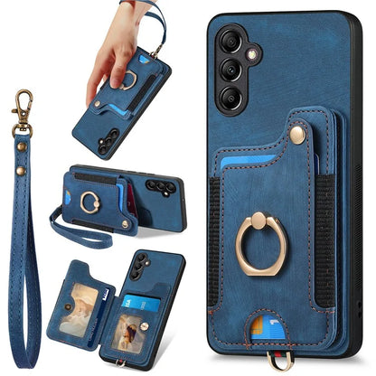 D4 For Samsung Galaxy A25 5G (Global) (161.0 x 76.5 x 8.3mm) Case PU Leather RFID Blocking Kickstand Phone Cover