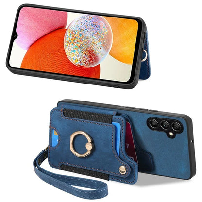 D4 For Samsung Galaxy A25 5G (Global) (161.0 x 76.5 x 8.3mm) Case PU Leather RFID Blocking Kickstand Phone Cover