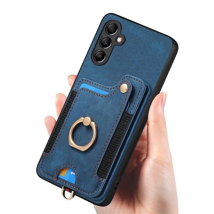 D4 For Samsung Galaxy A25 5G (Global) (161.0 x 76.5 x 8.3mm) Case PU Leather RFID Blocking Kickstand Phone Cover