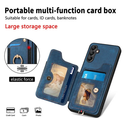 D4 For Samsung Galaxy A25 5G (Global) (161.0 x 76.5 x 8.3mm) Case PU Leather RFID Blocking Kickstand Phone Cover