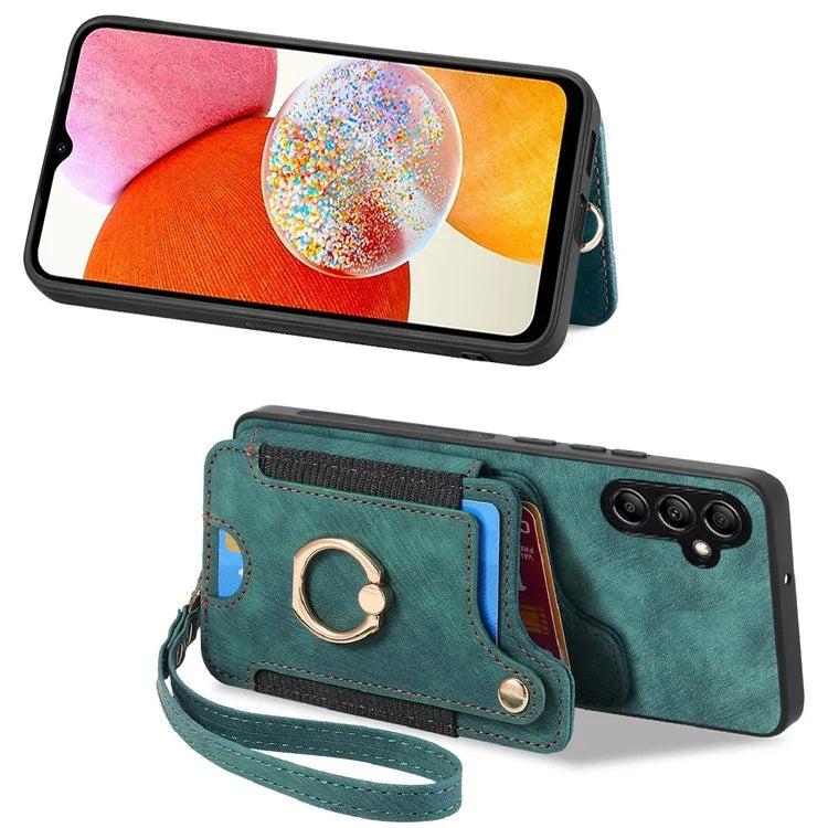 D4 For Samsung Galaxy A25 5G (Global) (161.0 x 76.5 x 8.3mm) Case PU Leather RFID Blocking Kickstand Phone Cover