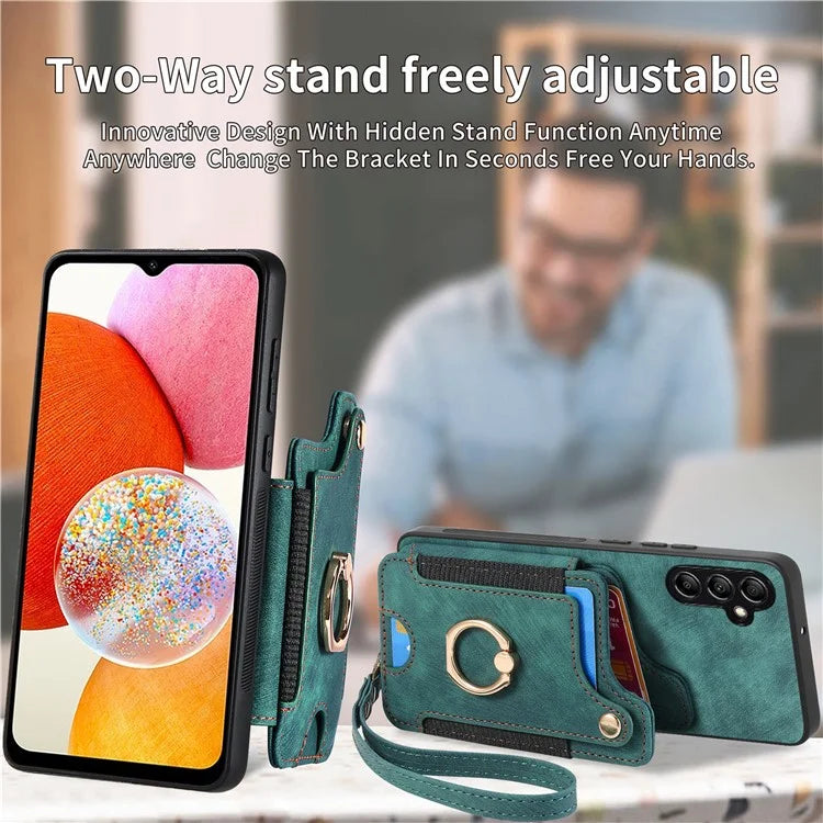 D4 For Samsung Galaxy A25 5G (Global) (161.0 x 76.5 x 8.3mm) Case PU Leather RFID Blocking Kickstand Phone Cover