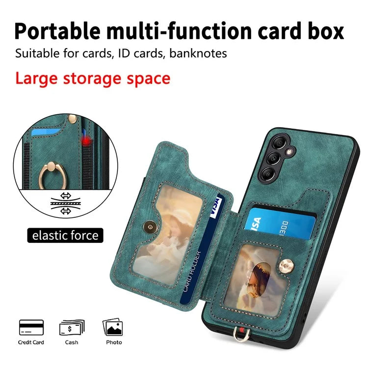 D4 For Samsung Galaxy A25 5G (Global) (161.0 x 76.5 x 8.3mm) Case PU Leather RFID Blocking Kickstand Phone Cover