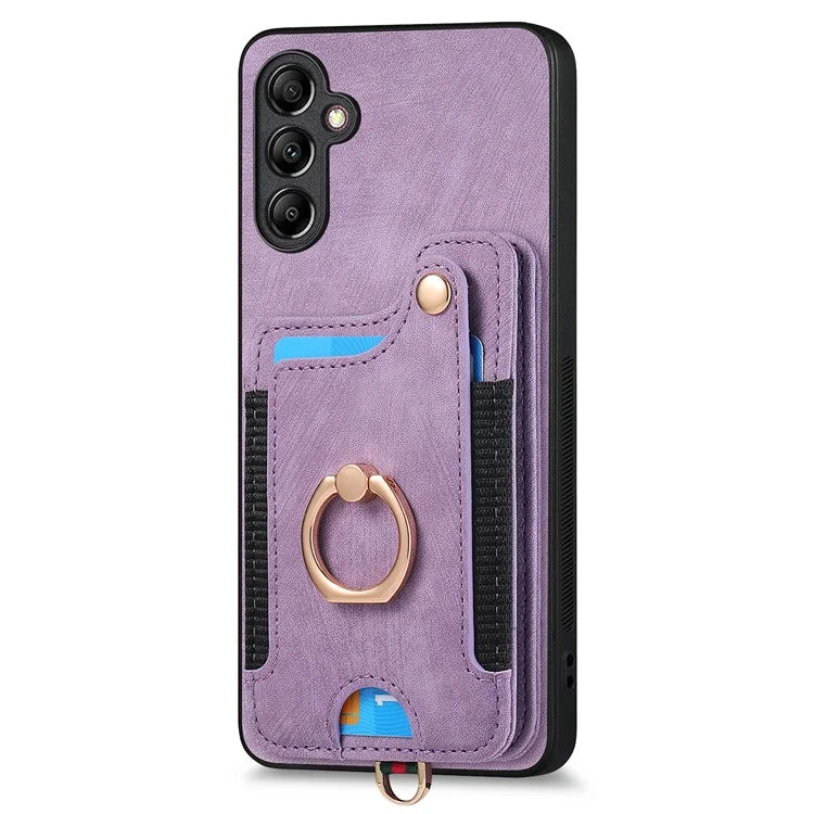 D4 For Samsung Galaxy A25 5G (Global) (161.0 x 76.5 x 8.3mm) Case PU Leather RFID Blocking Kickstand Phone Cover