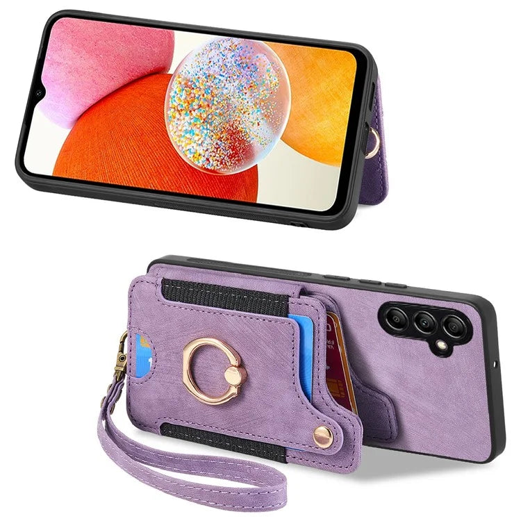 D4 For Samsung Galaxy A25 5G (Global) (161.0 x 76.5 x 8.3mm) Case PU Leather RFID Blocking Kickstand Phone Cover