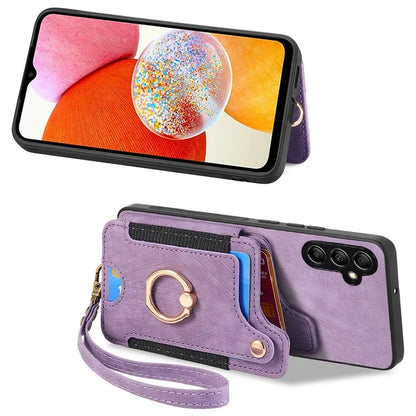 D4 For Samsung Galaxy A25 5G (Global) (161.0 x 76.5 x 8.3mm) Case PU Leather RFID Blocking Kickstand Phone Cover
