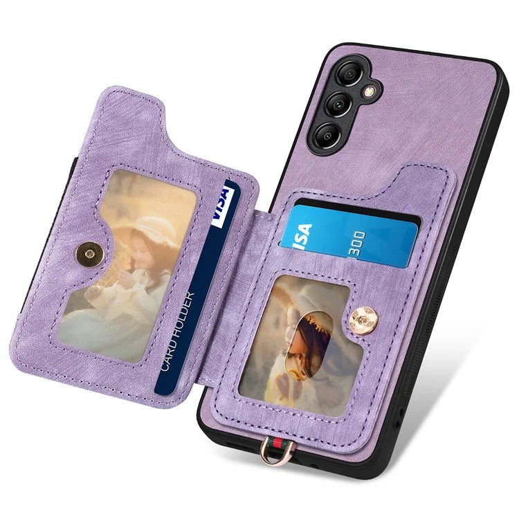 D4 For Samsung Galaxy A25 5G (Global) (161.0 x 76.5 x 8.3mm) Case PU Leather RFID Blocking Kickstand Phone Cover