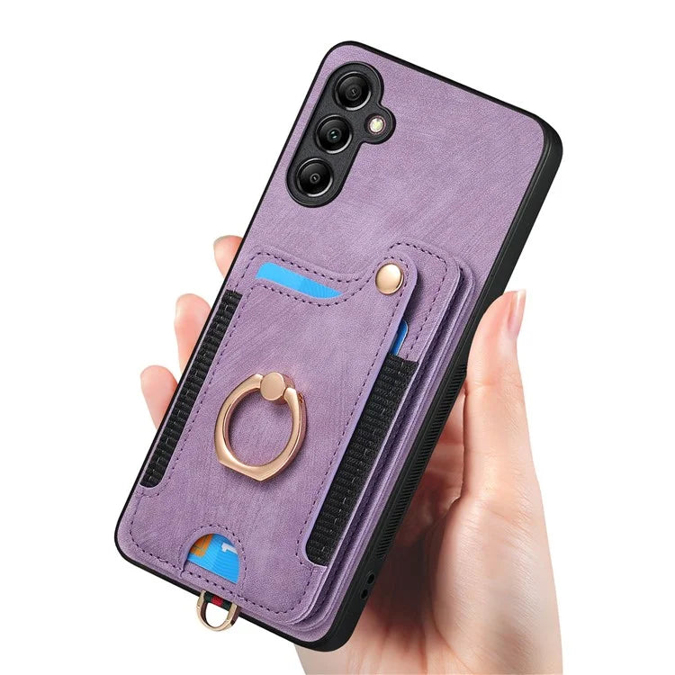D4 For Samsung Galaxy A25 5G (Global) (161.0 x 76.5 x 8.3mm) Case PU Leather RFID Blocking Kickstand Phone Cover