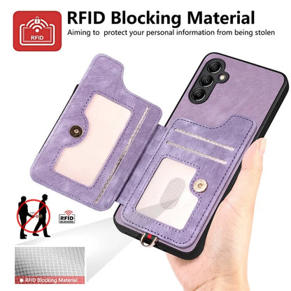 D4 For Samsung Galaxy A25 5G (Global) (161.0 x 76.5 x 8.3mm) Case PU Leather RFID Blocking Kickstand Phone Cover