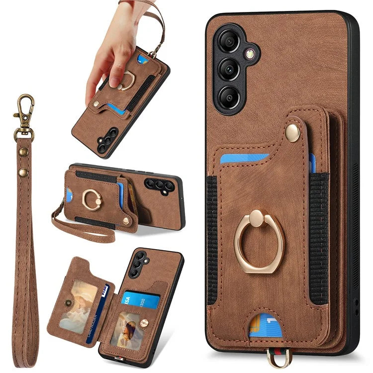 D4 For Samsung Galaxy A25 5G (Global) (161.0 x 76.5 x 8.3mm) Case PU Leather RFID Blocking Kickstand Phone Cover
