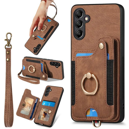 D4 For Samsung Galaxy A25 5G (Global) (161.0 x 76.5 x 8.3mm) Case PU Leather RFID Blocking Kickstand Phone Cover