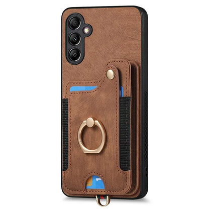 D4 For Samsung Galaxy A25 5G (Global) (161.0 x 76.5 x 8.3mm) Case PU Leather RFID Blocking Kickstand Phone Cover