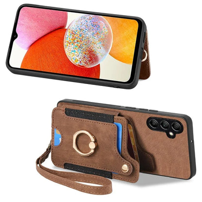 D4 For Samsung Galaxy A25 5G (Global) (161.0 x 76.5 x 8.3mm) Case PU Leather RFID Blocking Kickstand Phone Cover