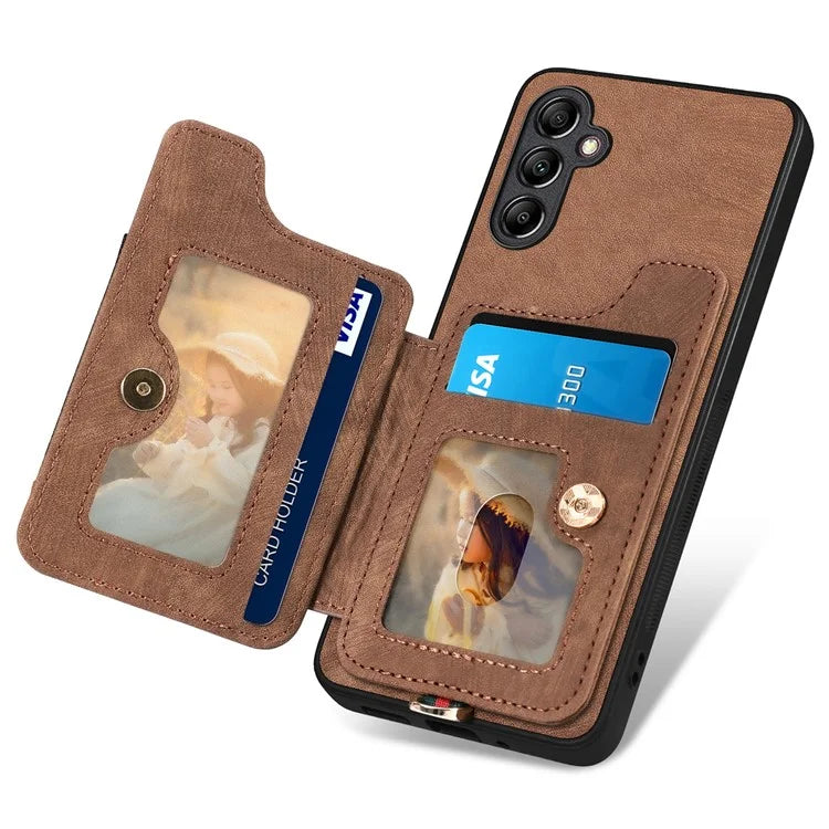 D4 For Samsung Galaxy A25 5G (Global) (161.0 x 76.5 x 8.3mm) Case PU Leather RFID Blocking Kickstand Phone Cover