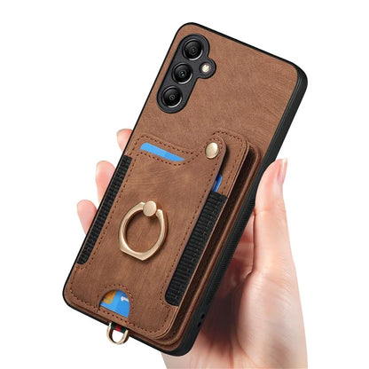 D4 For Samsung Galaxy A25 5G (Global) (161.0 x 76.5 x 8.3mm) Case PU Leather RFID Blocking Kickstand Phone Cover