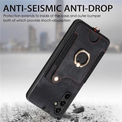 D4 For Samsung Galaxy A34 5G Case RFID Blocking Card Slots Retro Leather+TPU Phone Cover