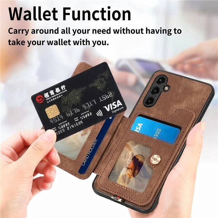 D4 For Samsung Galaxy A34 5G Case RFID Blocking Card Slots Retro Leather+TPU Phone Cover