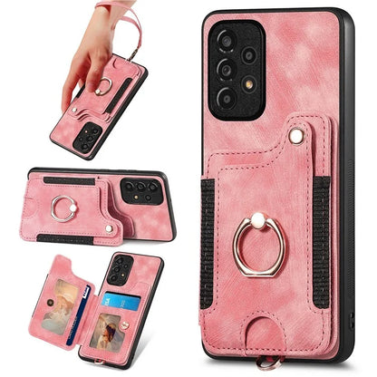 D4 For Samsung Galaxy A53 5G Case RFID Blocking Card Holder PU Leather Retro Back Cover