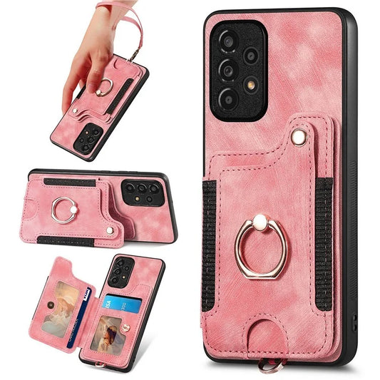 D4 For Samsung Galaxy A53 5G Case RFID Blocking Card Holder PU Leather Retro Back Cover