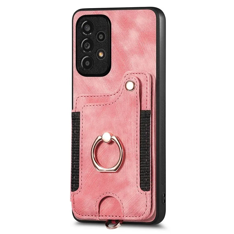 D4 For Samsung Galaxy A53 5G Case RFID Blocking Card Holder PU Leather Retro Back Cover