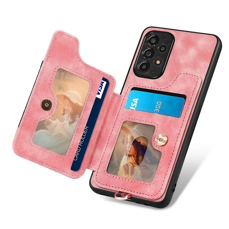 D4 For Samsung Galaxy A53 5G Case RFID Blocking Card Holder PU Leather Retro Back Cover