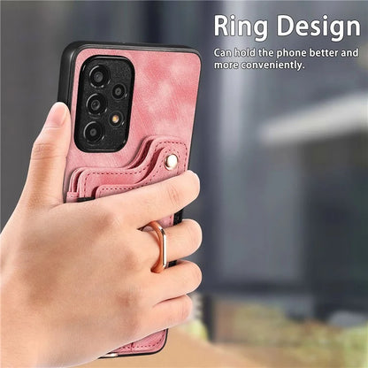 D4 For Samsung Galaxy A53 5G Case RFID Blocking Card Holder PU Leather Retro Back Cover