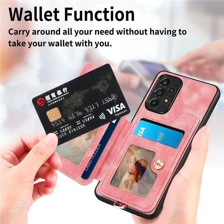 D4 For Samsung Galaxy A53 5G Case RFID Blocking Card Holder PU Leather Retro Back Cover