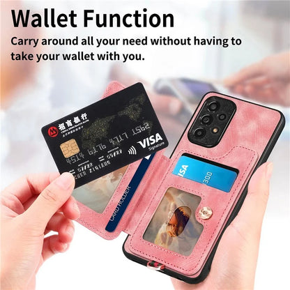 D4 For Samsung Galaxy A53 5G Case RFID Blocking Card Holder PU Leather Retro Back Cover