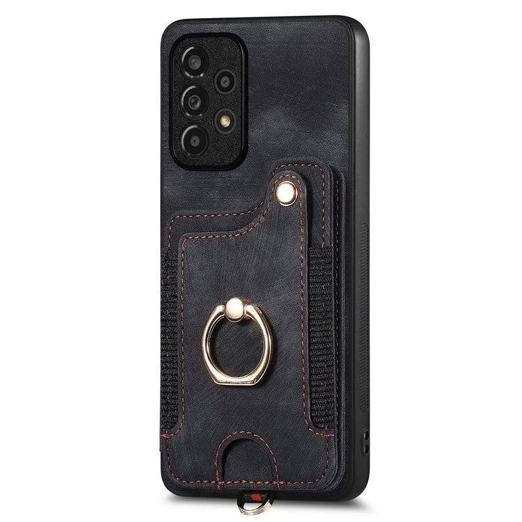 D4 For Samsung Galaxy A53 5G Case RFID Blocking Card Holder PU Leather Retro Back Cover