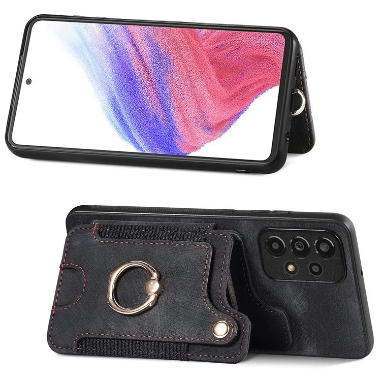 D4 For Samsung Galaxy A53 5G Case RFID Blocking Card Holder PU Leather Retro Back Cover