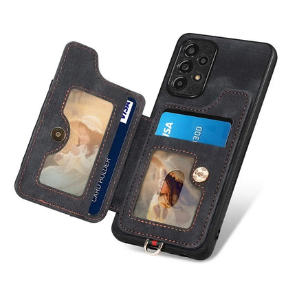 D4 For Samsung Galaxy A53 5G Case RFID Blocking Card Holder PU Leather Retro Back Cover