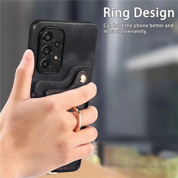 D4 For Samsung Galaxy A53 5G Case RFID Blocking Card Holder PU Leather Retro Back Cover