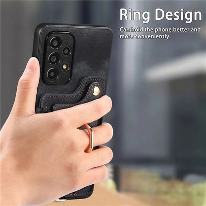 D4 For Samsung Galaxy A53 5G Case RFID Blocking Card Holder PU Leather Retro Back Cover