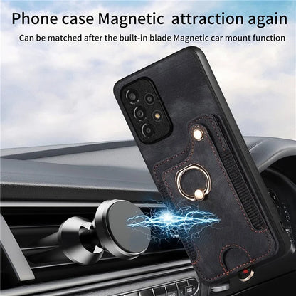 D4 For Samsung Galaxy A53 5G Case RFID Blocking Card Holder PU Leather Retro Back Cover
