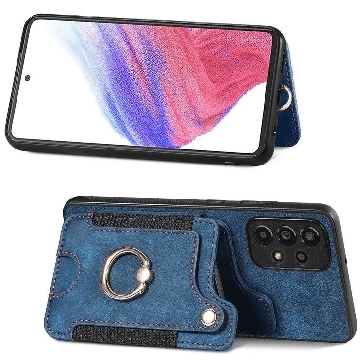 D4 For Samsung Galaxy A53 5G Case RFID Blocking Card Holder PU Leather Retro Back Cover