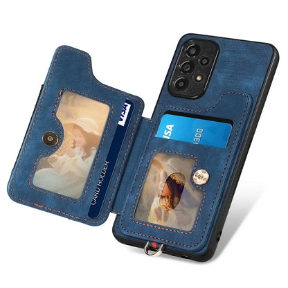 D4 For Samsung Galaxy A53 5G Case RFID Blocking Card Holder PU Leather Retro Back Cover