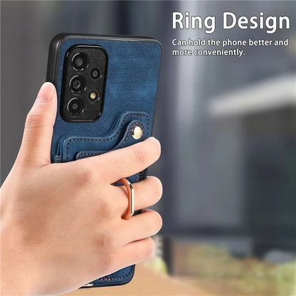 D4 For Samsung Galaxy A53 5G Case RFID Blocking Card Holder PU Leather Retro Back Cover