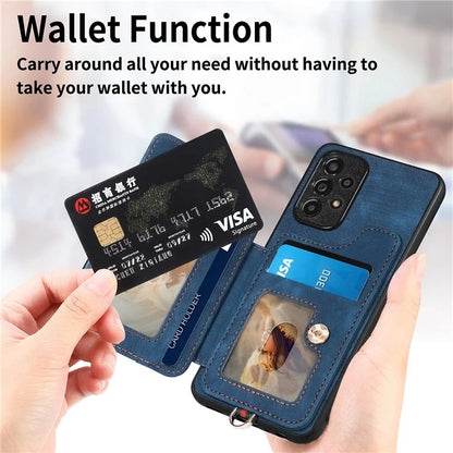D4 For Samsung Galaxy A53 5G Case RFID Blocking Card Holder PU Leather Retro Back Cover