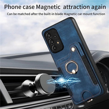 D4 For Samsung Galaxy A53 5G Case RFID Blocking Card Holder PU Leather Retro Back Cover