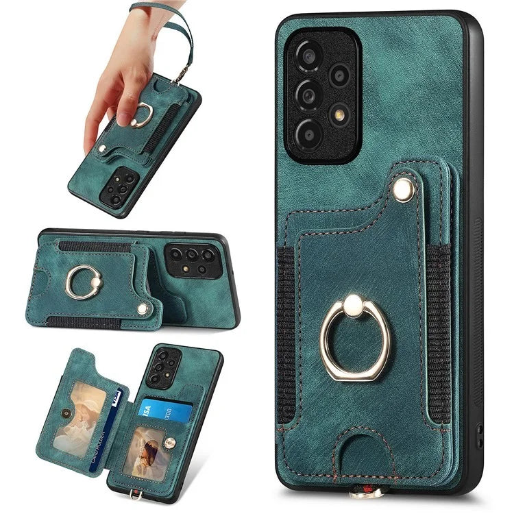 D4 For Samsung Galaxy A53 5G Case RFID Blocking Card Holder PU Leather Retro Back Cover