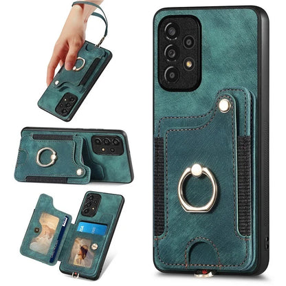 D4 For Samsung Galaxy A53 5G Case RFID Blocking Card Holder PU Leather Retro Back Cover