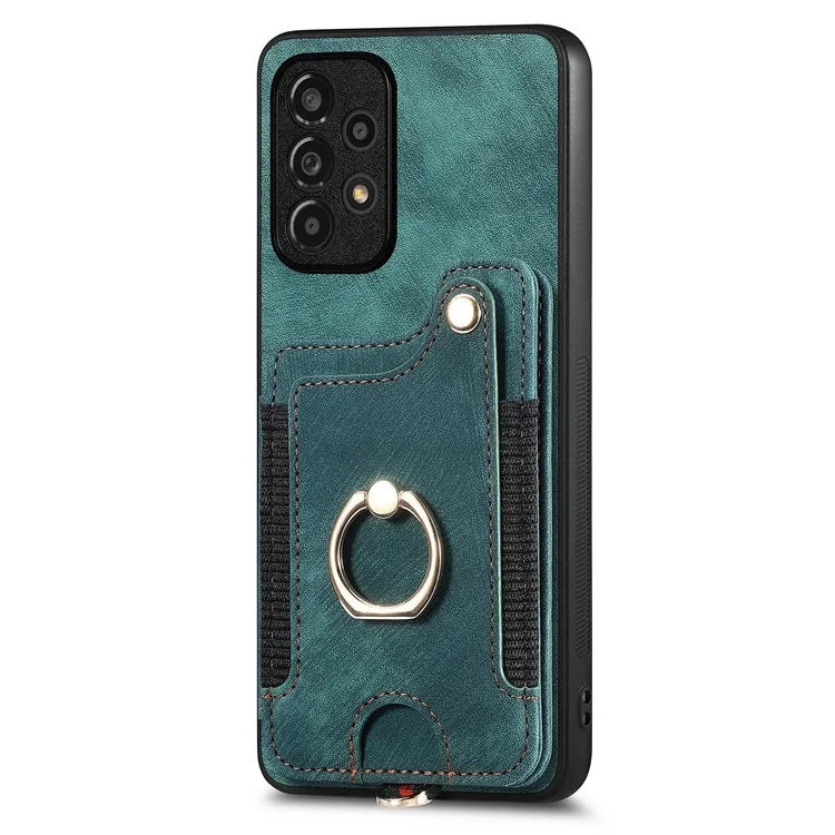 D4 For Samsung Galaxy A53 5G Case RFID Blocking Card Holder PU Leather Retro Back Cover
