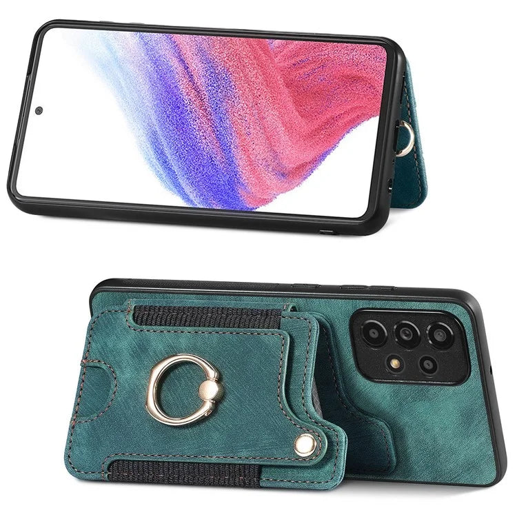 D4 For Samsung Galaxy A53 5G Case RFID Blocking Card Holder PU Leather Retro Back Cover