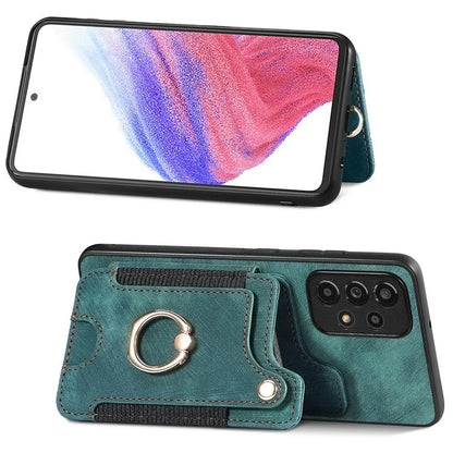 D4 For Samsung Galaxy A53 5G Case RFID Blocking Card Holder PU Leather Retro Back Cover