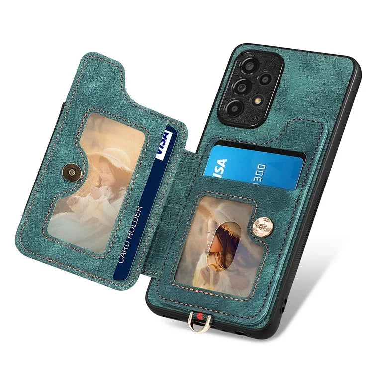 D4 For Samsung Galaxy A53 5G Case RFID Blocking Card Holder PU Leather Retro Back Cover